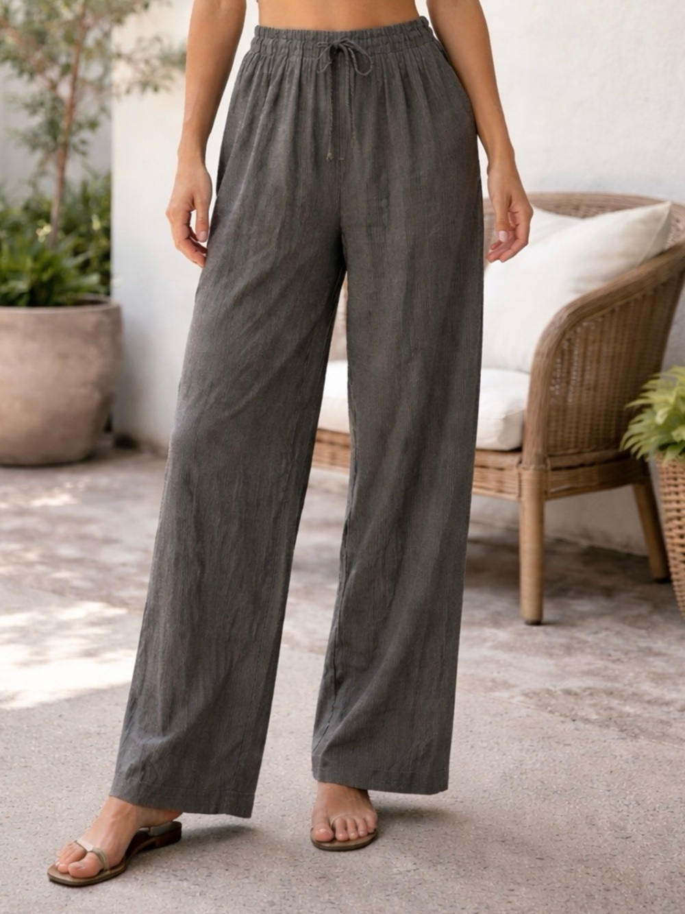 NEW VINTAGE Size 14 Norton McNaughton Grey High Rise Wide Leg Pants 80s 90s